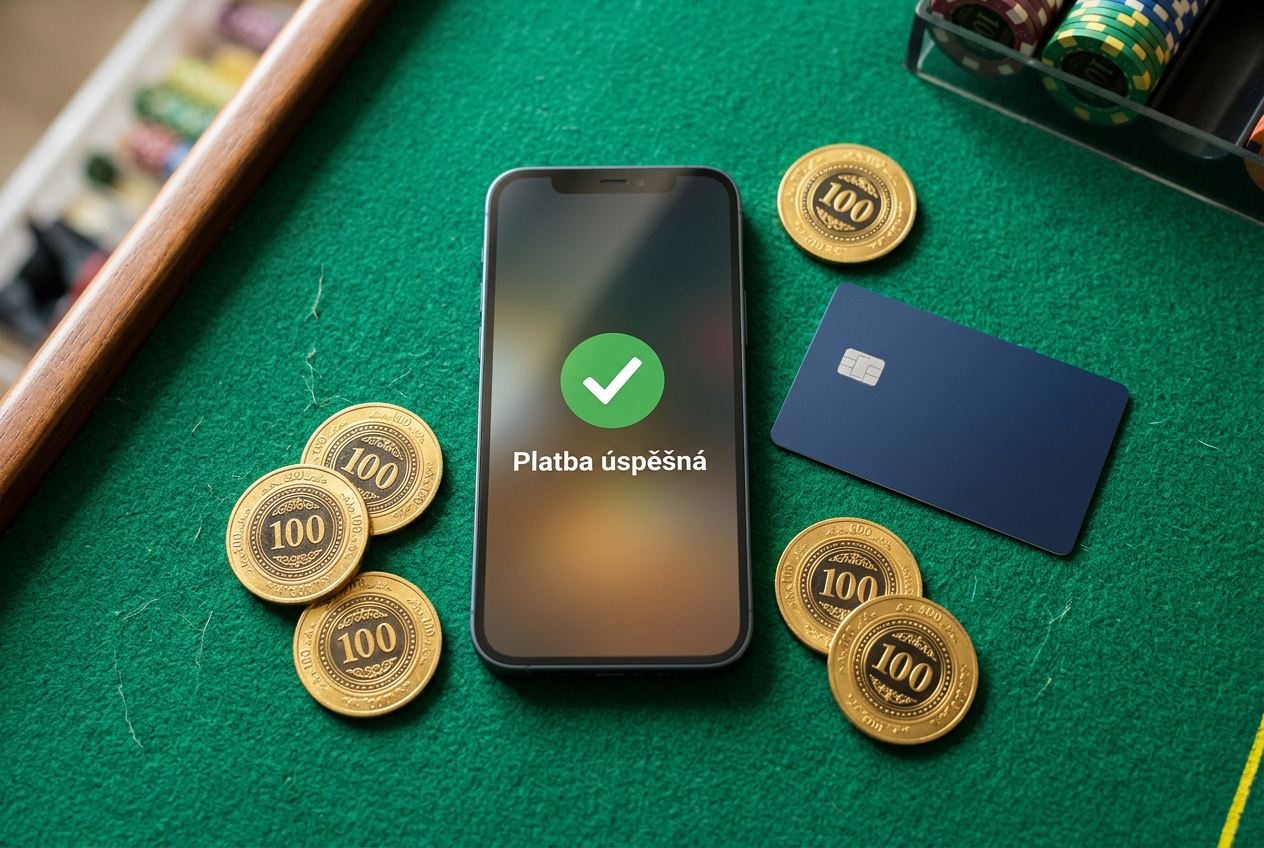 Detailní záběr na smartphone se zobrazenou platební bránou a anonymní platební kartou